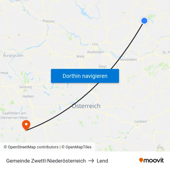 Gemeinde Zwettl-Niederösterreich to Lend map