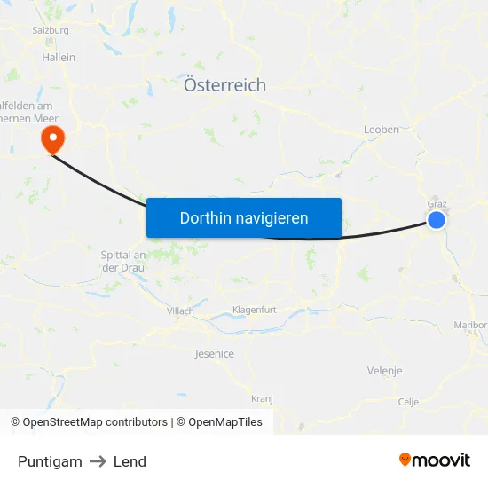 Puntigam to Lend map