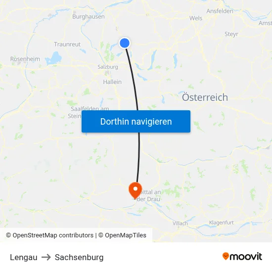 Lengau to Sachsenburg map