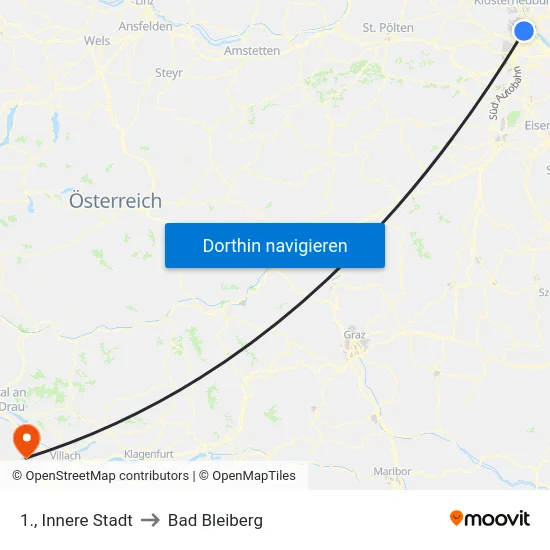 1., Innere Stadt to Bad Bleiberg map