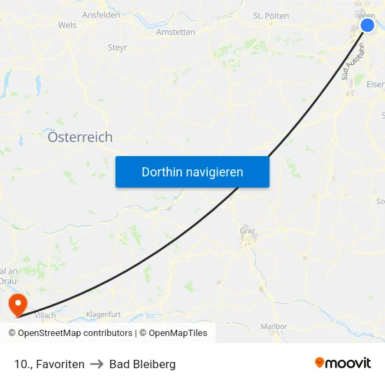 10., Favoriten to Bad Bleiberg map