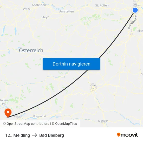 12., Meidling to Bad Bleiberg map