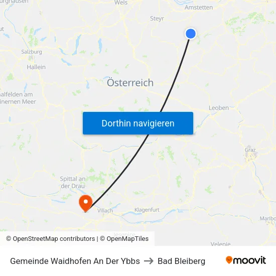 Gemeinde Waidhofen An Der Ybbs to Bad Bleiberg map