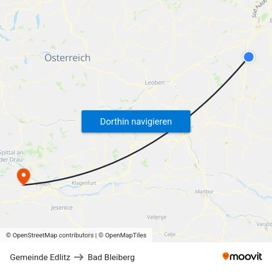 Gemeinde Edlitz to Bad Bleiberg map