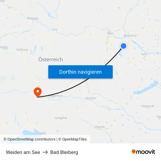 Weiden am See to Bad Bleiberg map