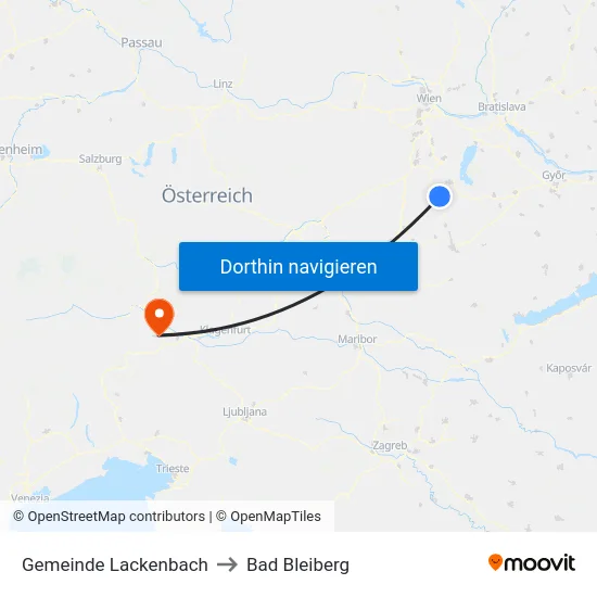 Gemeinde Lackenbach to Bad Bleiberg map