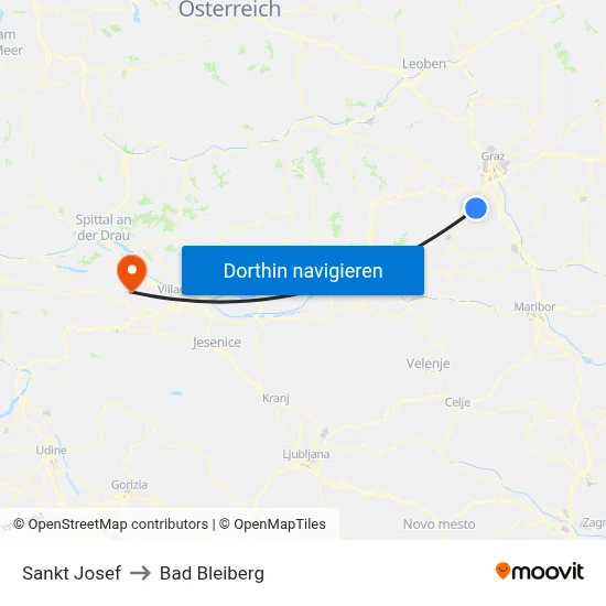 Sankt Josef to Bad Bleiberg map