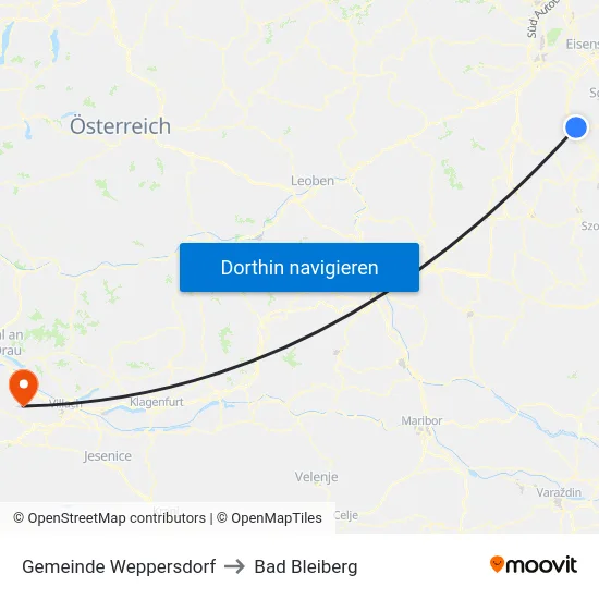 Gemeinde Weppersdorf to Bad Bleiberg map