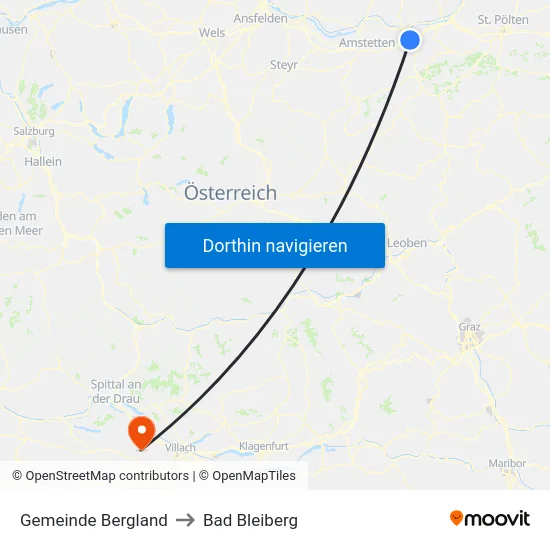 Gemeinde Bergland to Bad Bleiberg map