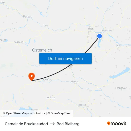 Gemeinde Bruckneudorf to Bad Bleiberg map