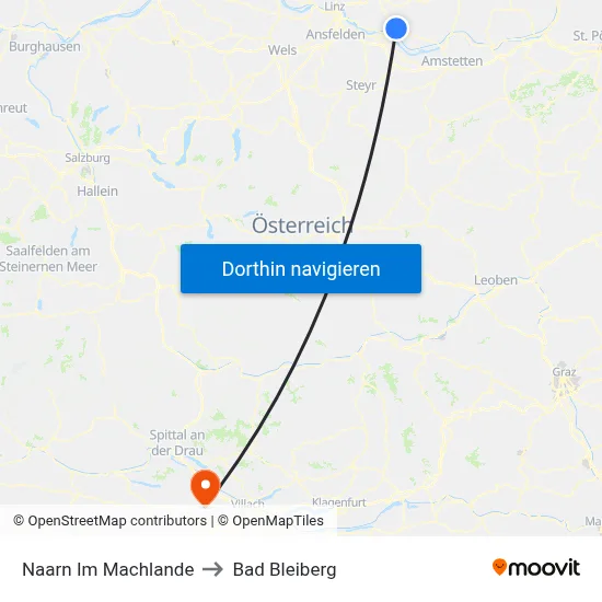 Naarn Im Machlande to Bad Bleiberg map