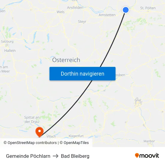 Gemeinde Pöchlarn to Bad Bleiberg map
