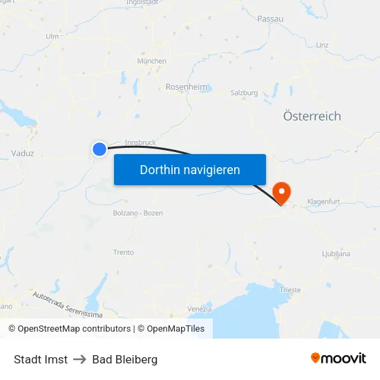 Stadt Imst to Bad Bleiberg map