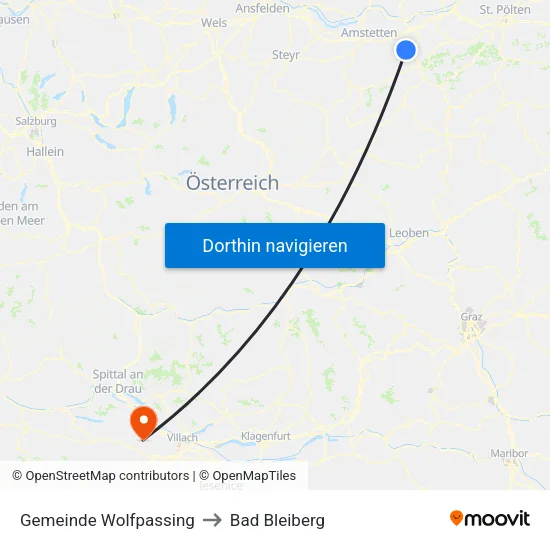Gemeinde Wolfpassing to Bad Bleiberg map