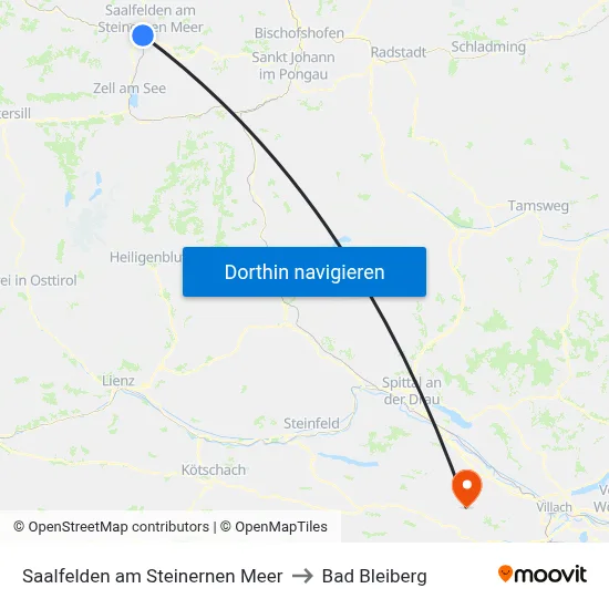 Saalfelden am Steinernen Meer to Bad Bleiberg map