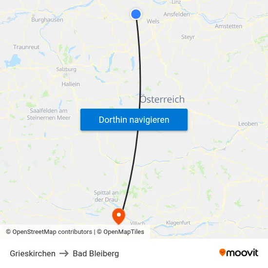 Grieskirchen to Bad Bleiberg map