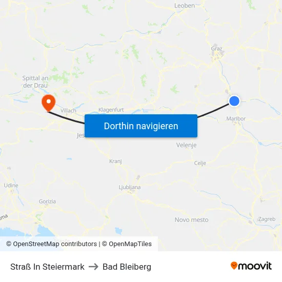 Straß In Steiermark to Bad Bleiberg map