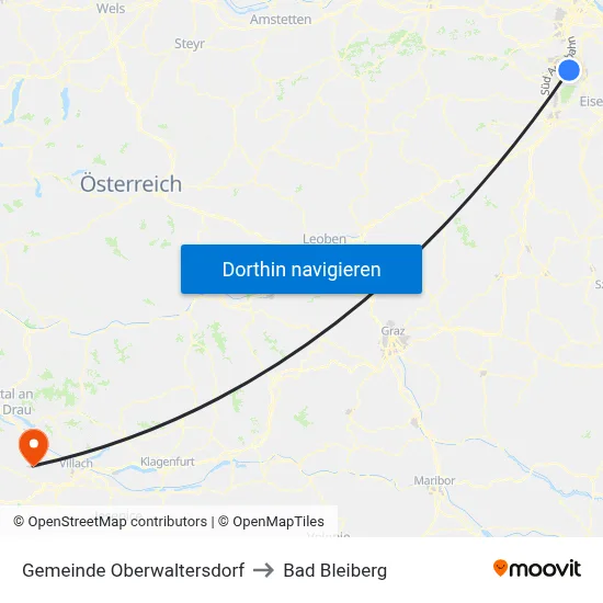 Gemeinde Oberwaltersdorf to Bad Bleiberg map