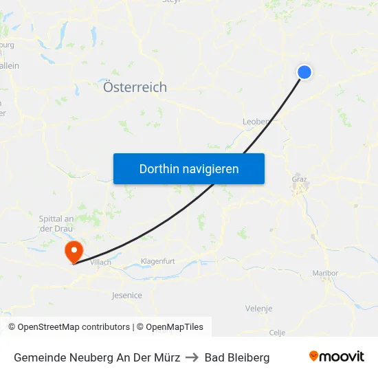 Gemeinde Neuberg An Der Mürz to Bad Bleiberg map