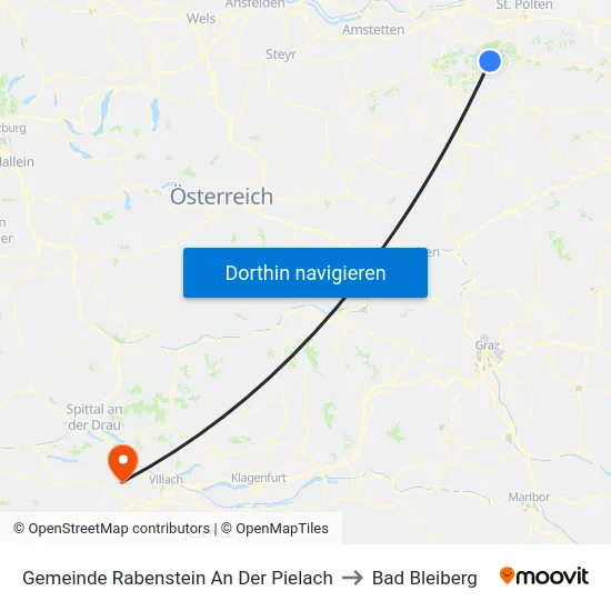 Gemeinde Rabenstein An Der Pielach to Bad Bleiberg map