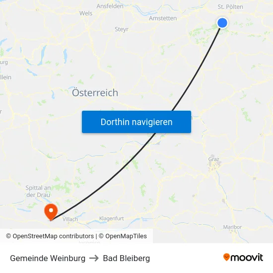 Gemeinde Weinburg to Bad Bleiberg map