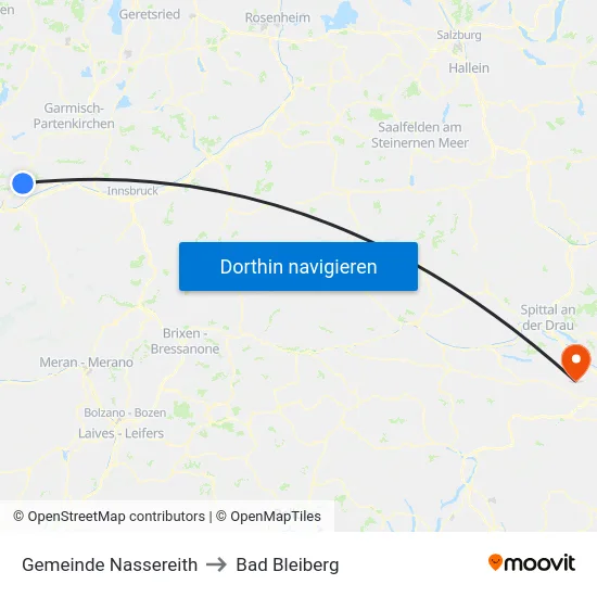 Gemeinde Nassereith to Bad Bleiberg map