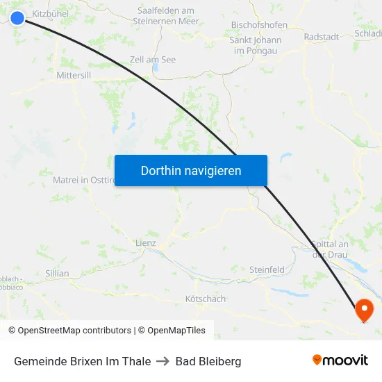 Gemeinde Brixen Im Thale to Bad Bleiberg map