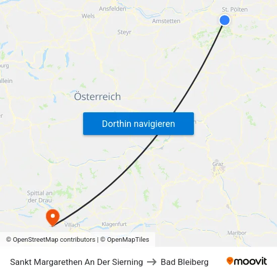 Sankt Margarethen An Der Sierning to Bad Bleiberg map