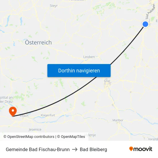 Gemeinde Bad Fischau-Brunn to Bad Bleiberg map