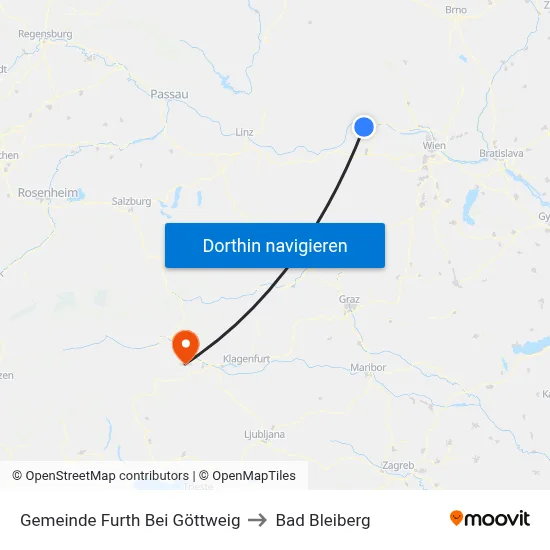 Gemeinde Furth Bei Göttweig to Bad Bleiberg map