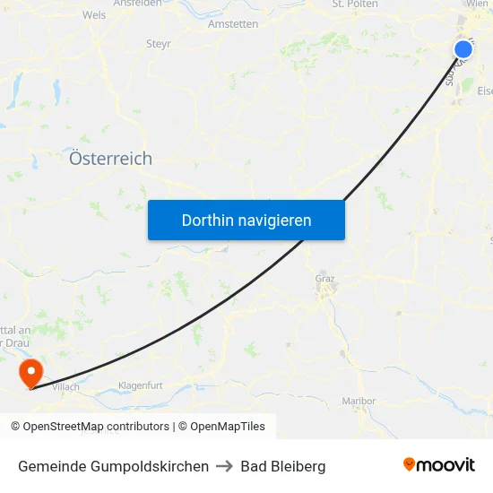 Gemeinde Gumpoldskirchen to Bad Bleiberg map