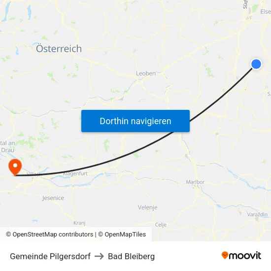 Gemeinde Pilgersdorf to Bad Bleiberg map