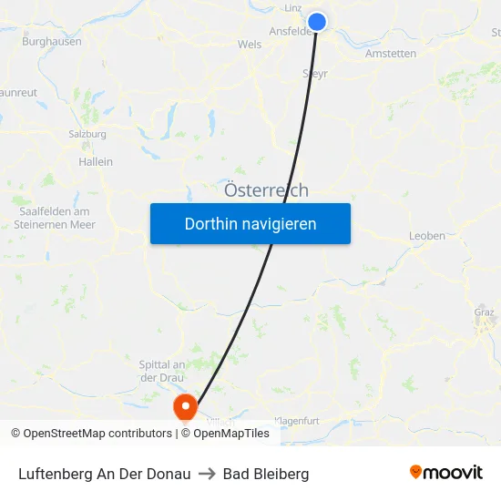 Luftenberg An Der Donau to Bad Bleiberg map
