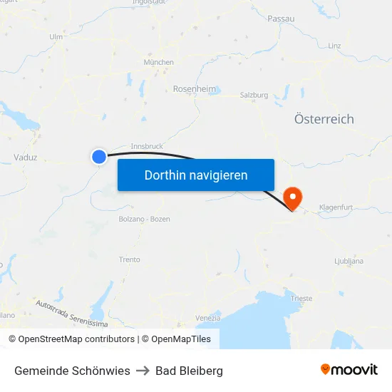 Gemeinde Schönwies to Bad Bleiberg map