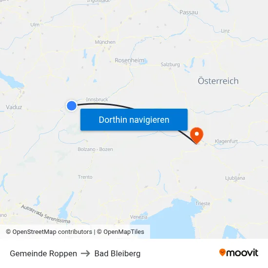 Gemeinde Roppen to Bad Bleiberg map