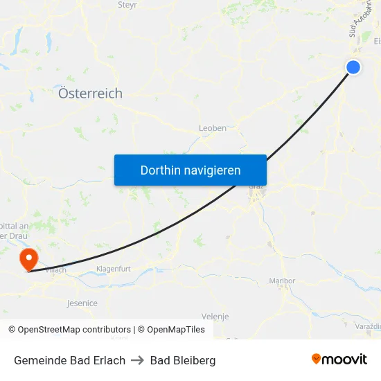 Gemeinde Bad Erlach to Bad Bleiberg map
