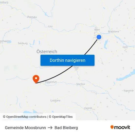 Gemeinde Moosbrunn to Bad Bleiberg map