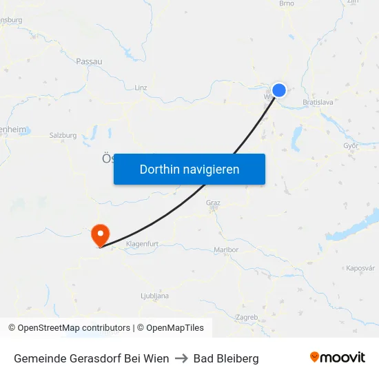 Gemeinde Gerasdorf Bei Wien to Bad Bleiberg map