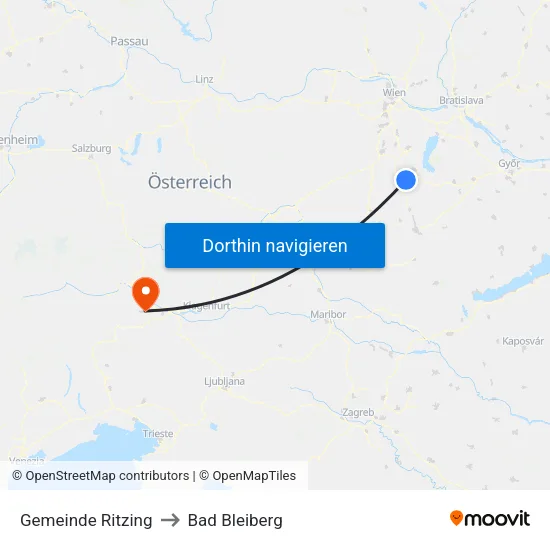Gemeinde Ritzing to Bad Bleiberg map