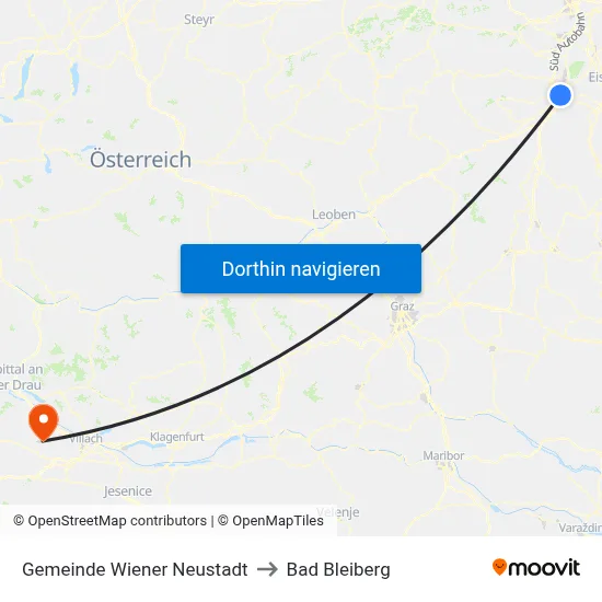 Gemeinde Wiener Neustadt to Bad Bleiberg map