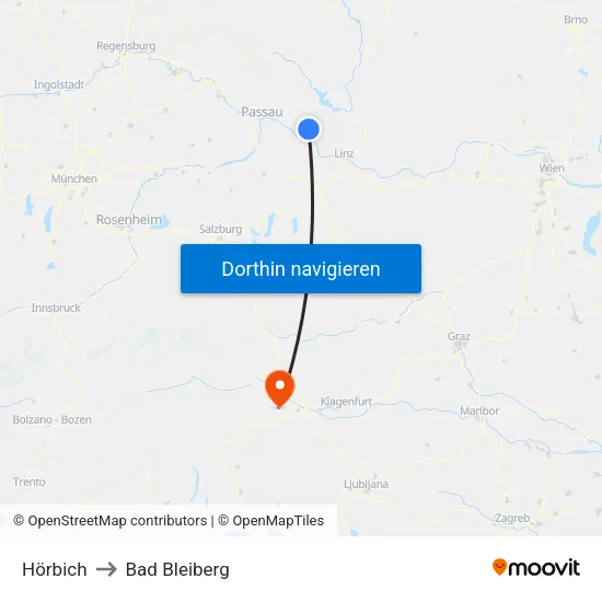 Hörbich to Bad Bleiberg map