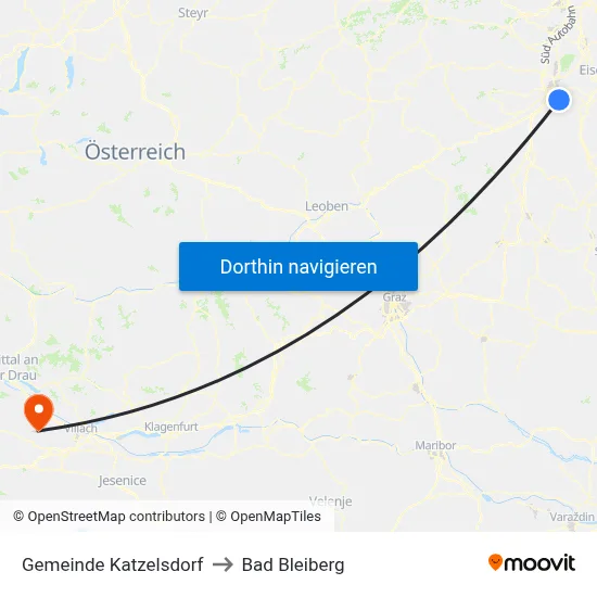 Gemeinde Katzelsdorf to Bad Bleiberg map