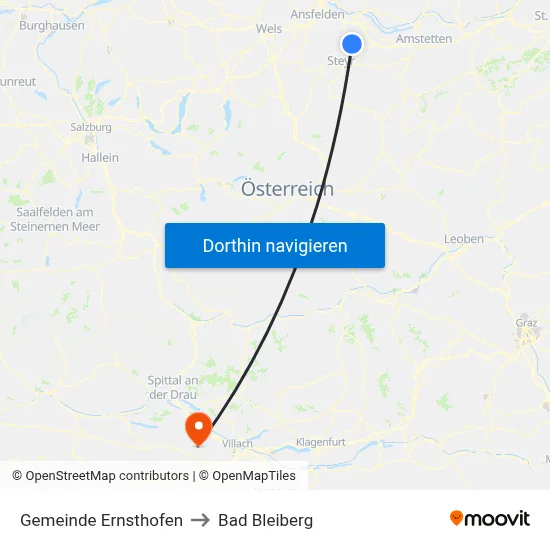 Gemeinde Ernsthofen to Bad Bleiberg map