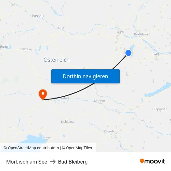 Mörbisch am See to Bad Bleiberg map