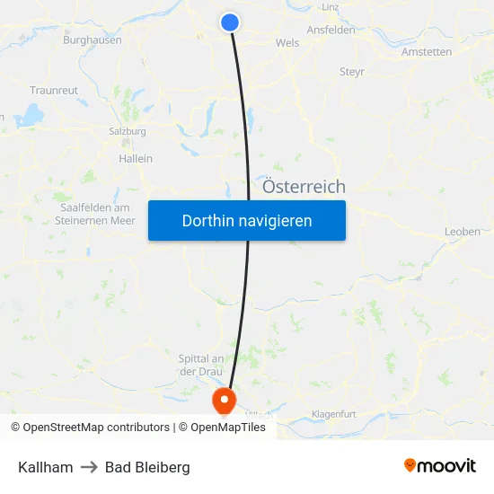Kallham to Bad Bleiberg map