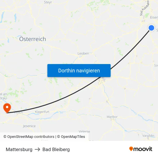 Mattersburg to Bad Bleiberg map