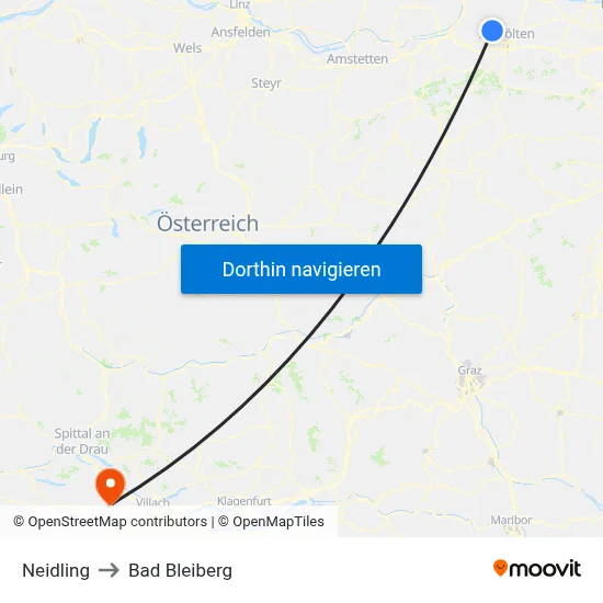 Neidling to Bad Bleiberg map