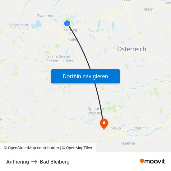 Anthering to Bad Bleiberg map