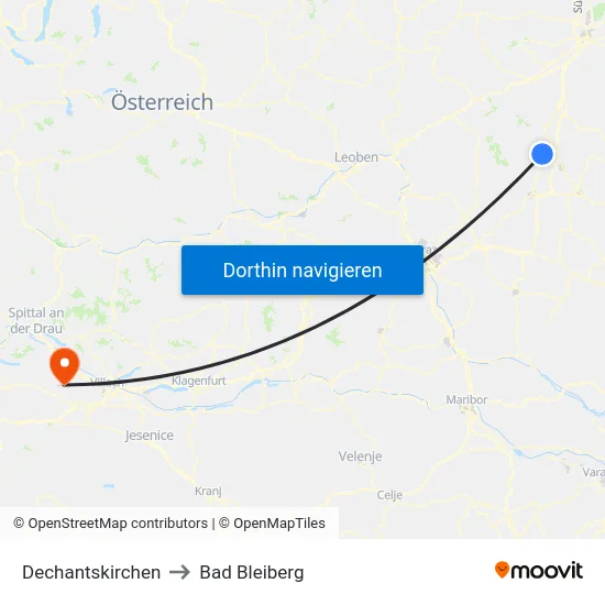 Dechantskirchen to Bad Bleiberg map