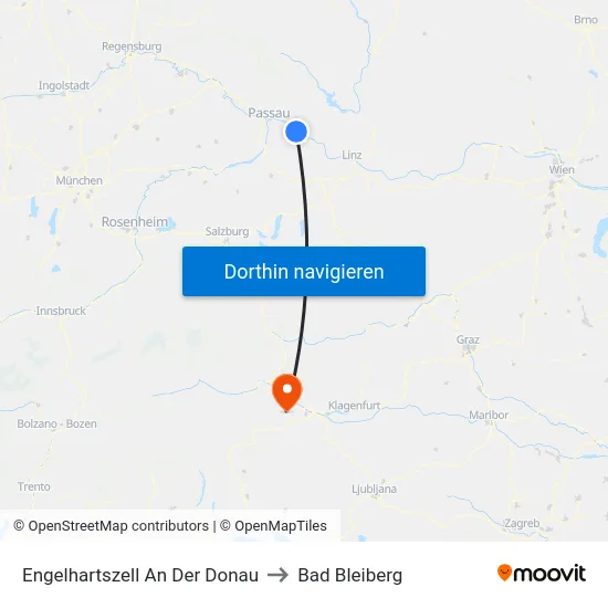 Engelhartszell An Der Donau to Bad Bleiberg map
